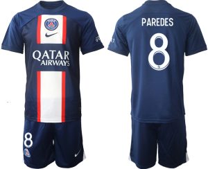 PAREDES #8 Moški Nogometni dresi Paris Saint-Germain PSG Domači 2023 Kratek Rokav + Kratke hlače