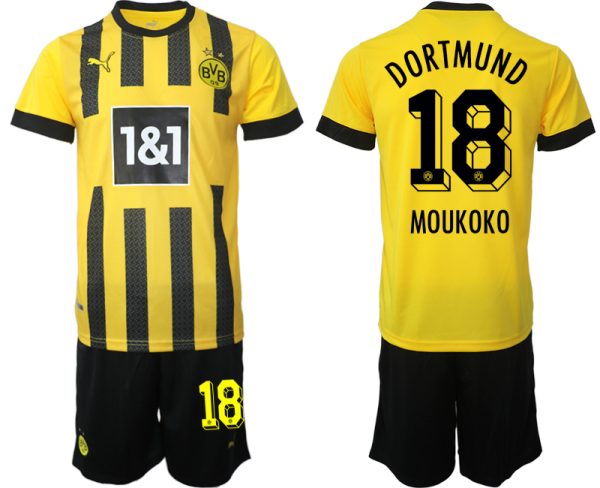 Moški Nogometni dresi Borussia Dortmund Domači 2023 Kratek Rokav + Kratke hlače MOUKOKO 18