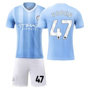 Poceni Otroški Nogometna dresi kompleti Manchester City Domači 2023-24 FODEN 47