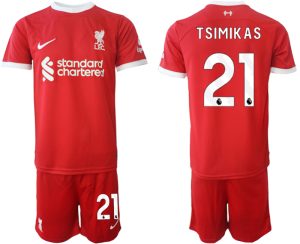 Poceni Moški Nogometni dresi kompleti Liverpool Domači 2023 2024 tisk Kostas Tsimikas 21